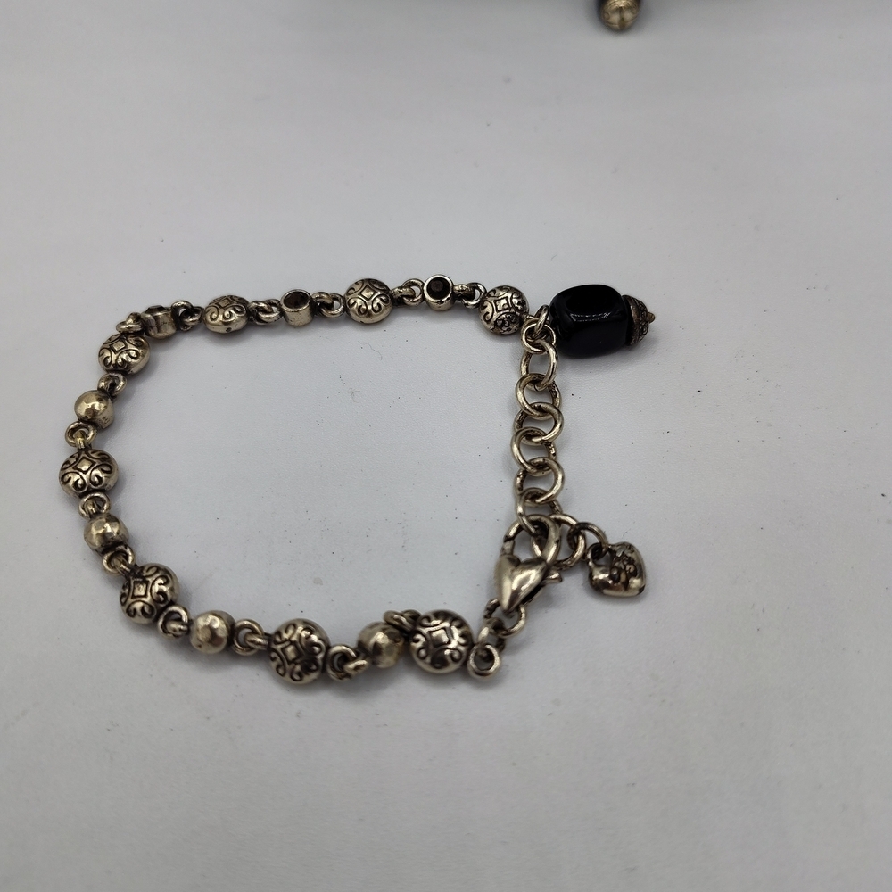 RETIRED VINTAGE Brighton Rigoletto Silvertone And Black Crystal Set - Picture 2 of 6